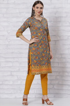 Grey Straight Kurta image number 3